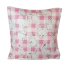 Pink Buffalo Check Bunny Pillow, 12 inches, handcrafted with a removable zip-closure cover. Ideal for travel or home décor.