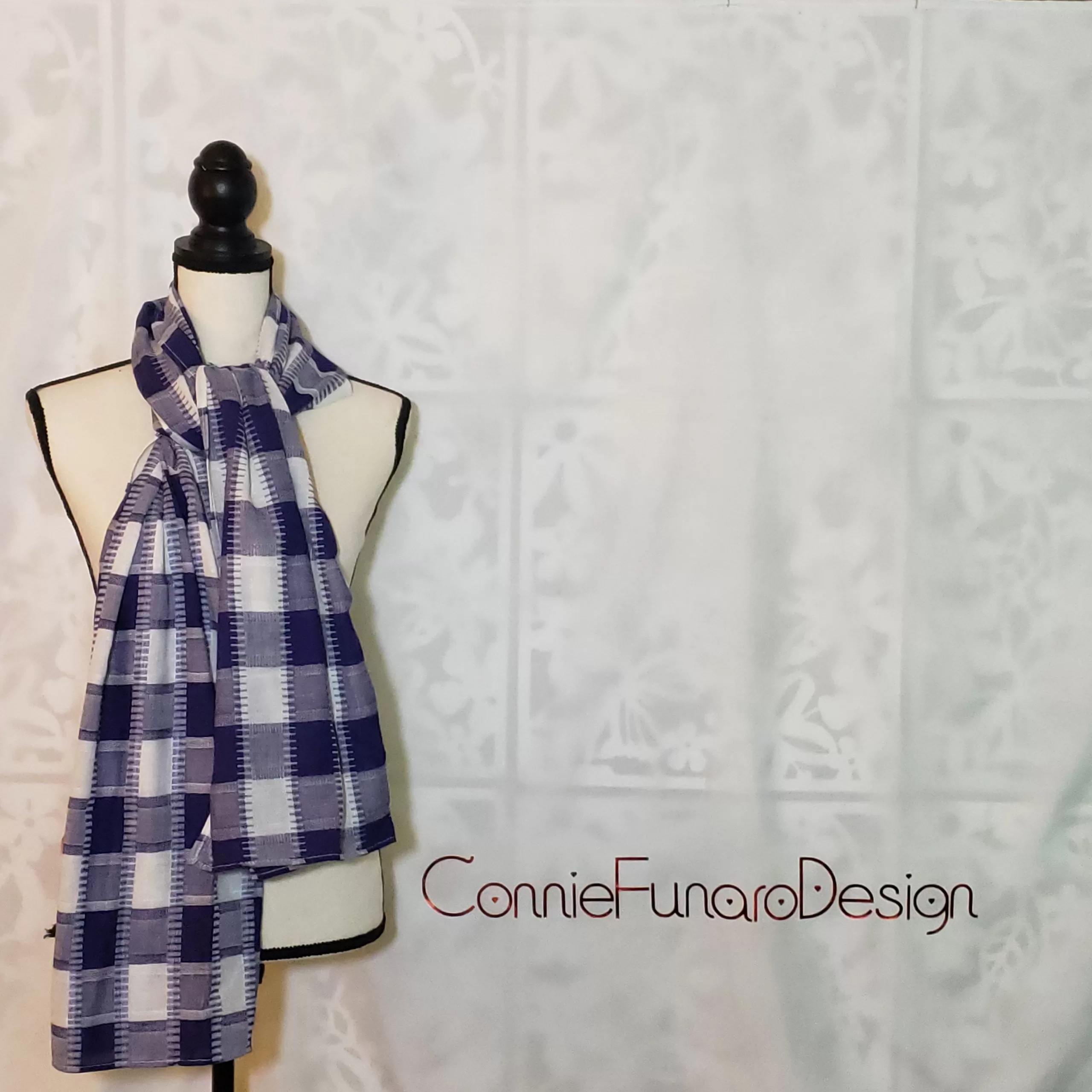 Purple buffalo check lightweight scarf.