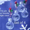 Set of 4 Booze Ball Ornaments, Jingle Juice quote on front of each ornament. Great for party shots, Fun Christmas Tree Baubles, Made of Food Grade PET, Shatterproof Plastic, Fillable