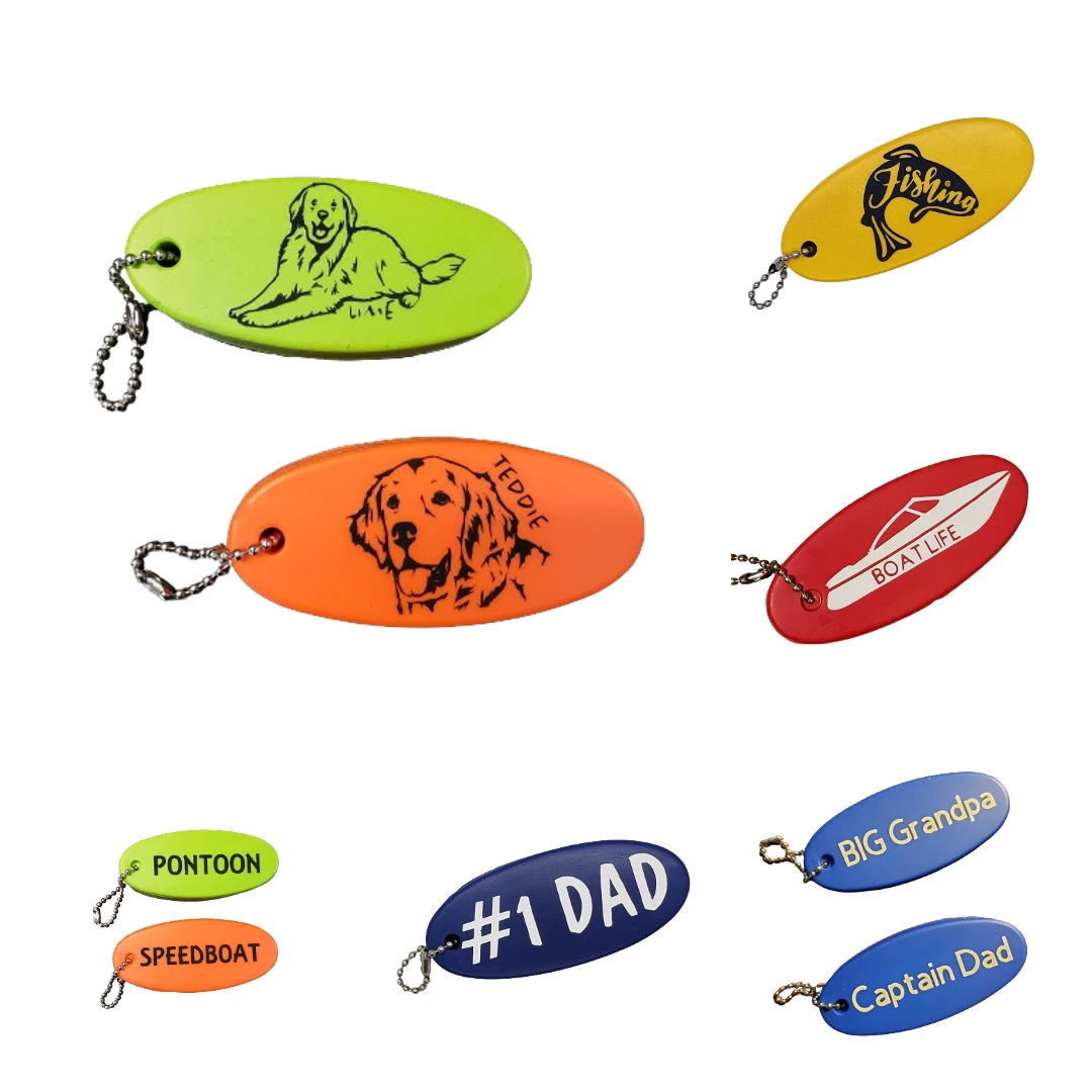 Examples of personalized custom floating keychains