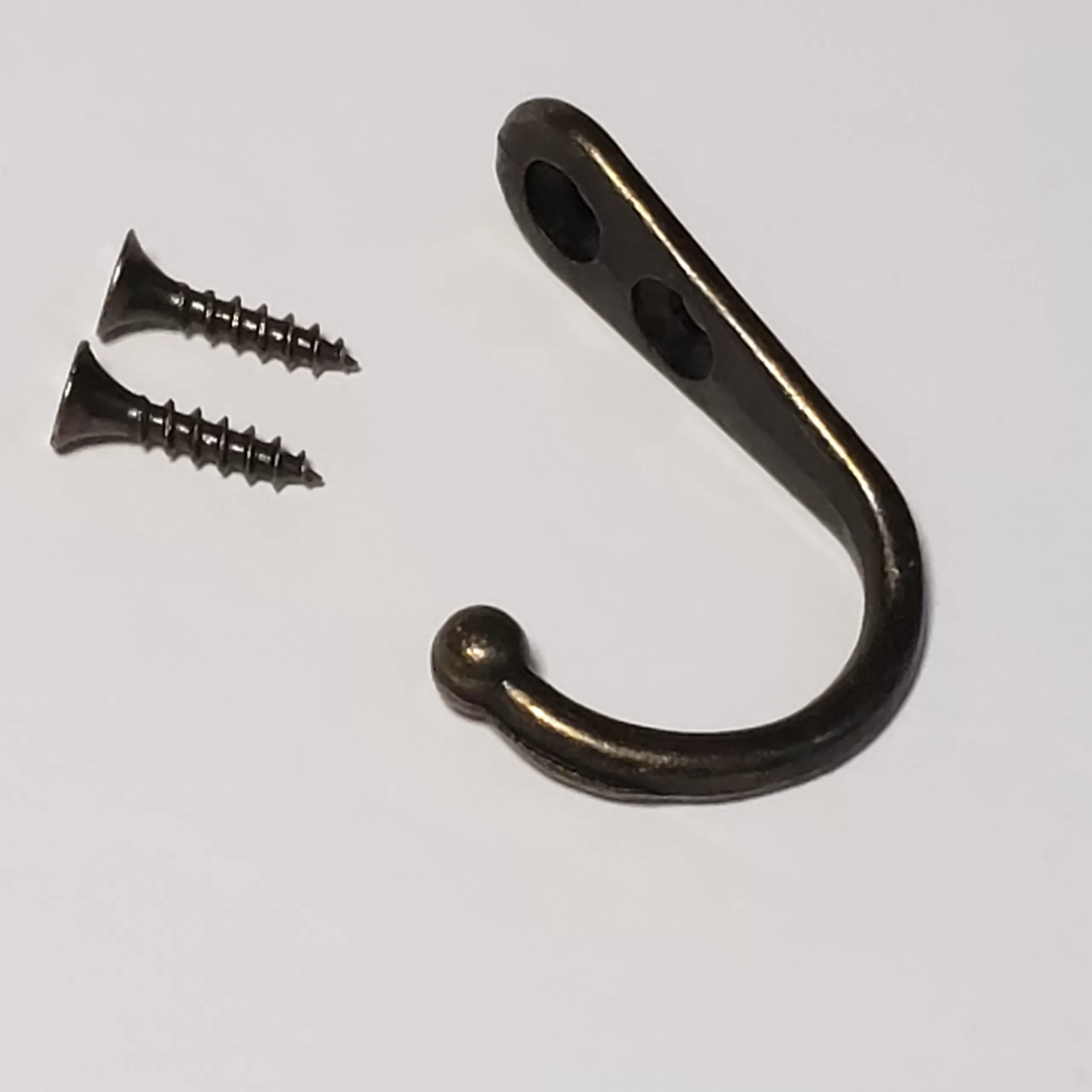 4 small decorative metal wall hooks with screws