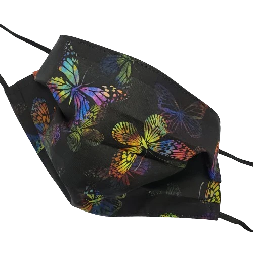 Black & Colorful Neon Butterfly Face Mask