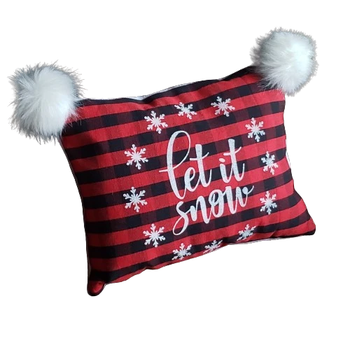 Red Buffalo Check Winter Throw Pillow, Let It Snow