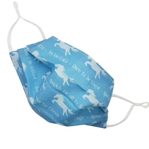 Fabric Unicorn Face Mask, Blue