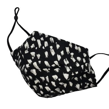 Fabric Face Mask, Black, White Brush Strokes