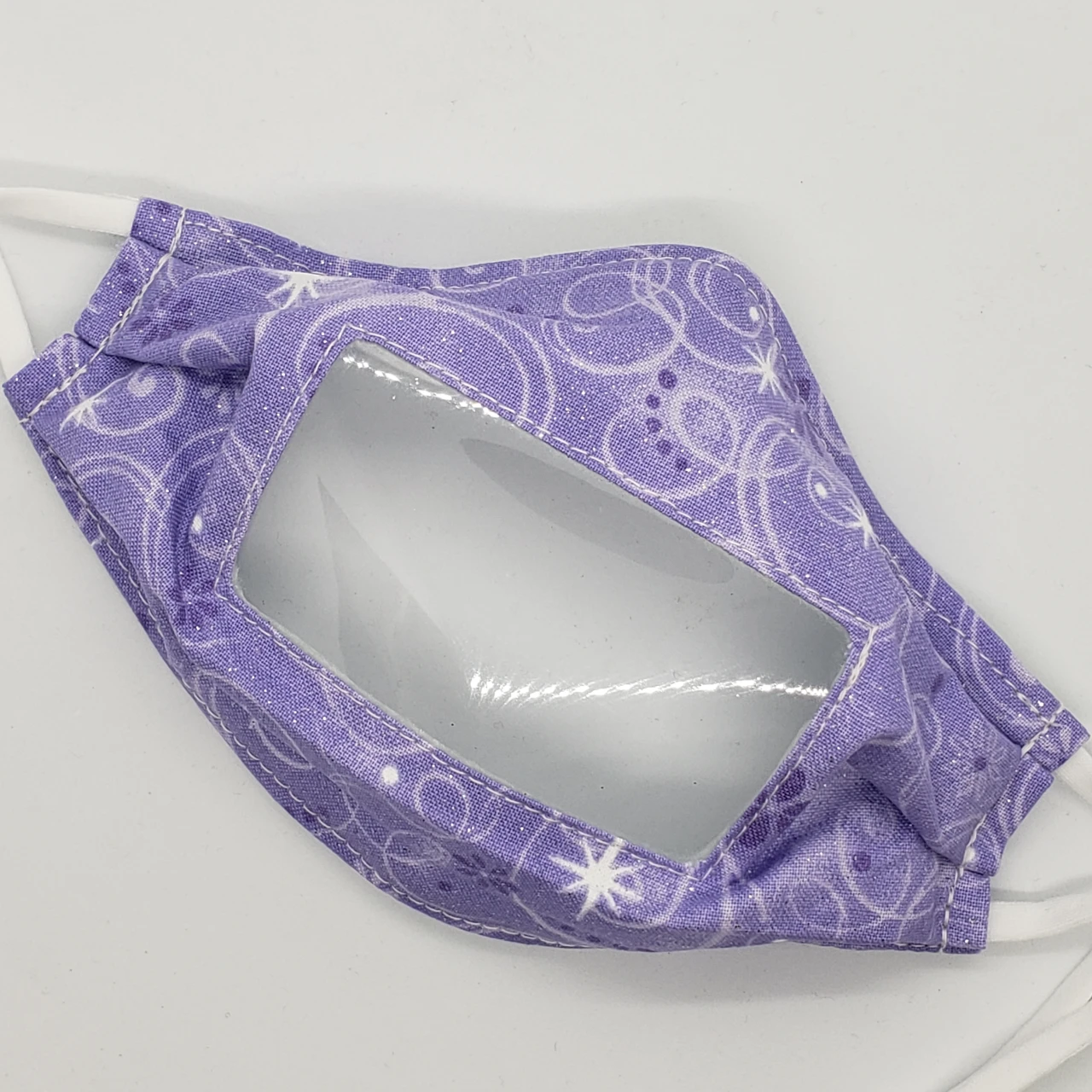Children's Anti Fog Face Mask, Clear Window, Purple glitter