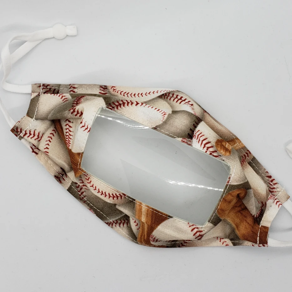 Children's Anti Fog Face Mask, Clear Window, Baseball