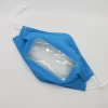 anti fog face mask with vinyl window. Color is blue