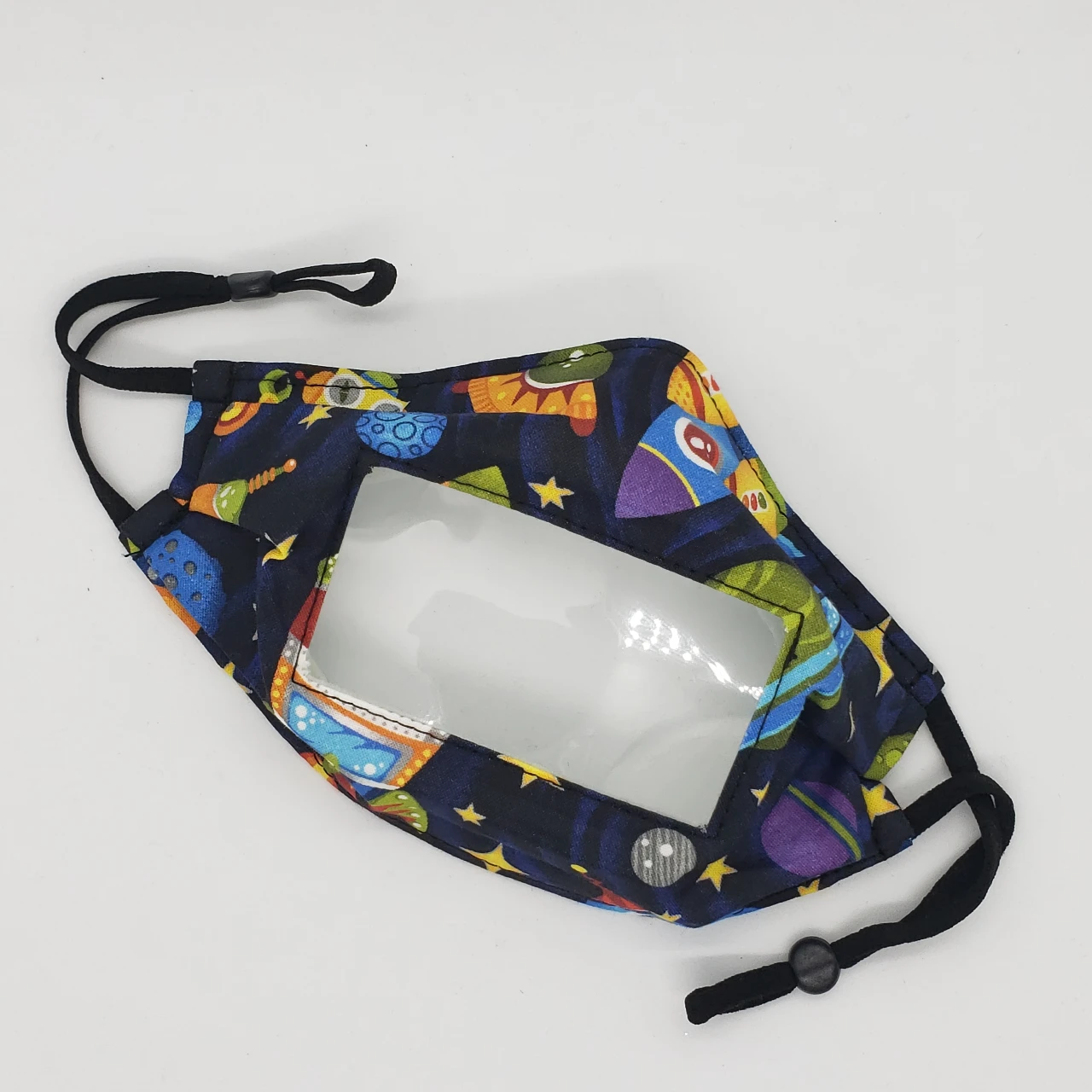 Children's Anti Fog Face Mask, Clear Window, Rockets