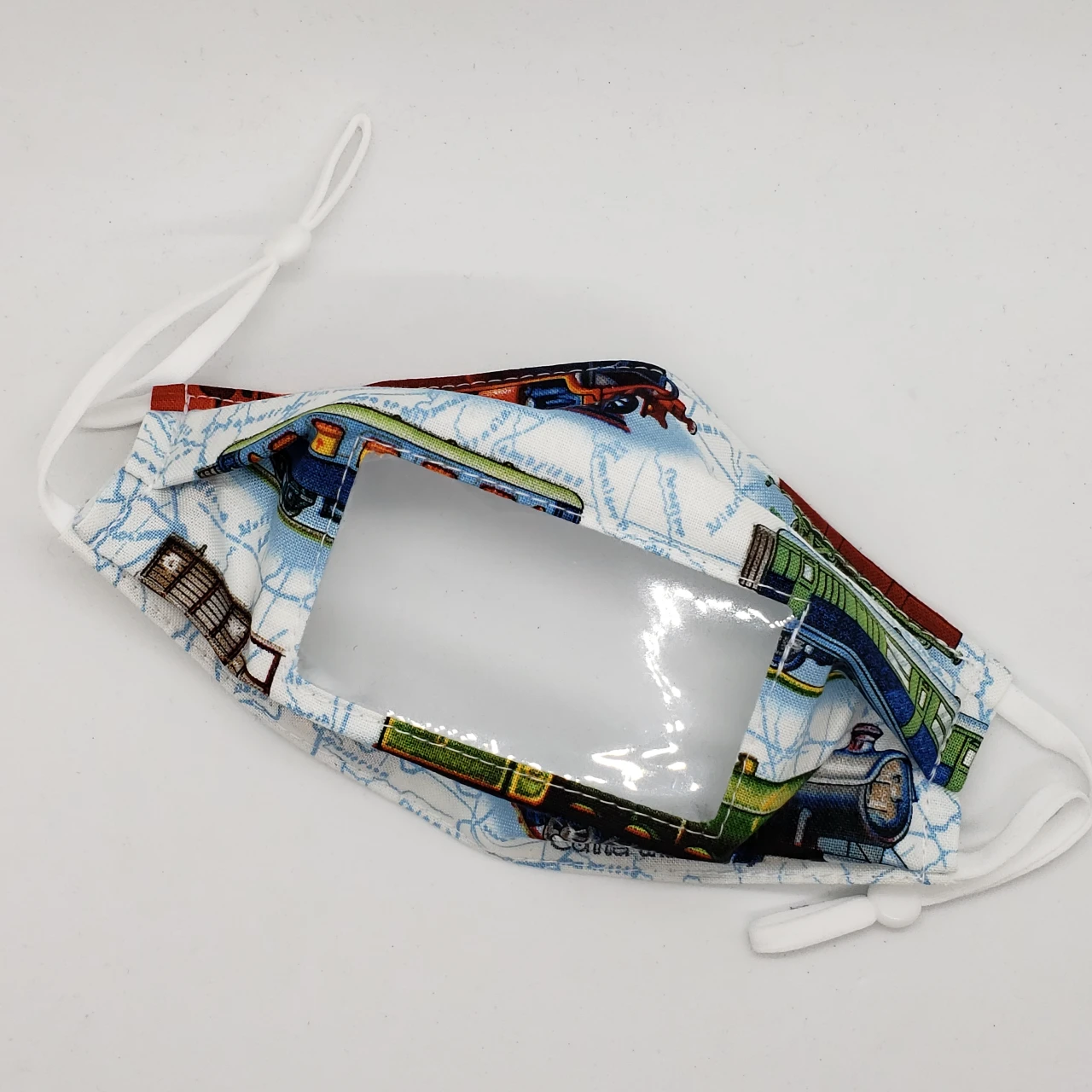 Children's Anti Fog Face Mask, Clear Window, Trains