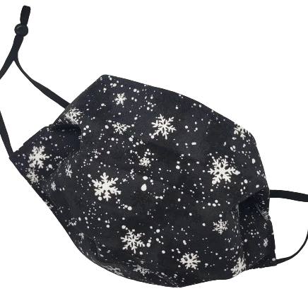 Fabric Face Mask, Black and White Snowflakes