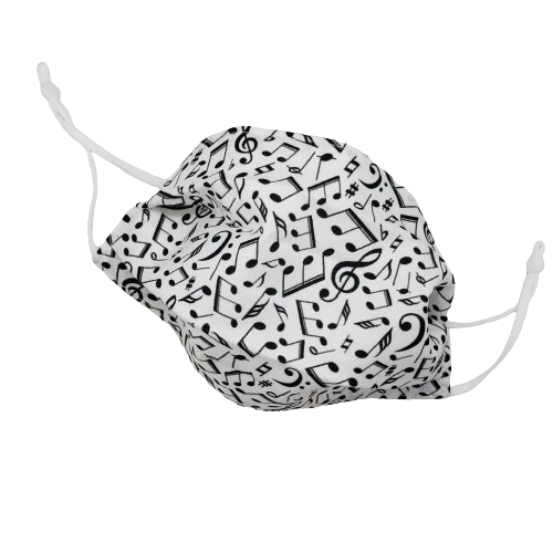 Music Notes White & Black Face Mask