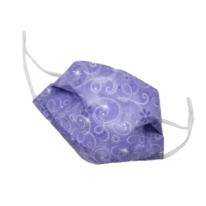 purple glitter face mask, cotton with adjustable elastic and nose wire