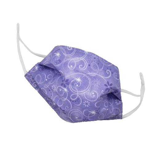purple glitter face mask, cotton with adjustable elastic and nose wire