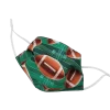 football themed kids face mask. cotton fabric with filter fabric liner. adjustable metal nose wire and elastic