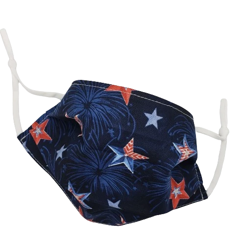 Fabric Patriotic Fireworks Blue Face Mask