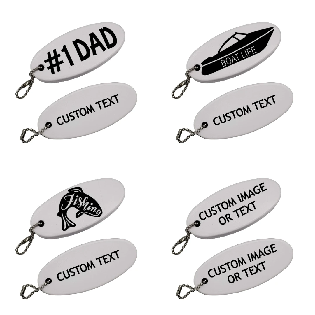 Floating Keychain, Personalized, White