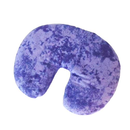 purple soft flannel microwaveable hot or cold pack for eyes. rice, flax seed and lavender filled