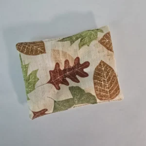 Autumn Leaves Eco-Friendly Dish Scrubber, 5x4 inches, featuring a vibrant autumn leaves design, dual-sided for versatile cleaning, and padded for comfort and durability.