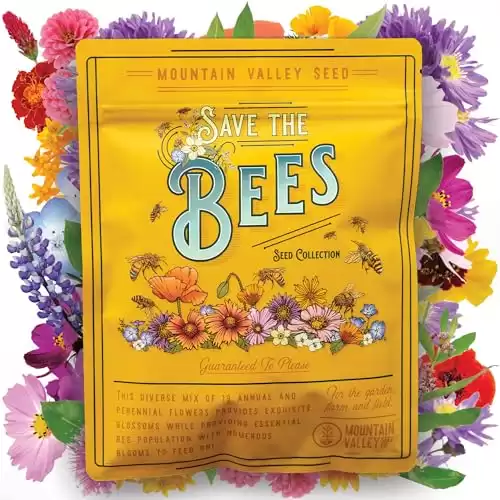 Wildflower Seeds Bulk, 2 Oz. 80,000+Seeds, Save the Bees Wild Flowers Seeds Mix-19 Non-GMO Varieties of Wildflower Seeds for Bees-Bee Friendly Wildflower Seeds-Pollinator Wildflower Seeds for Planting