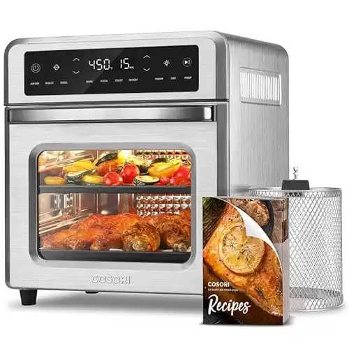 COSORI 11-in-1 Air Fryer Oven , 13Qt Small Footprint Airfryer combo with Rotisserie, Toast, Bake, Roast, Reheat Functions and more, Recipe Book & 6 Accessories Included, Perfect for Small Contertop