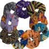 Handmade Halloween scrunchie, 6 inches wide, cotton fabric, festive hair accessory for Halloween and fall hairstyles